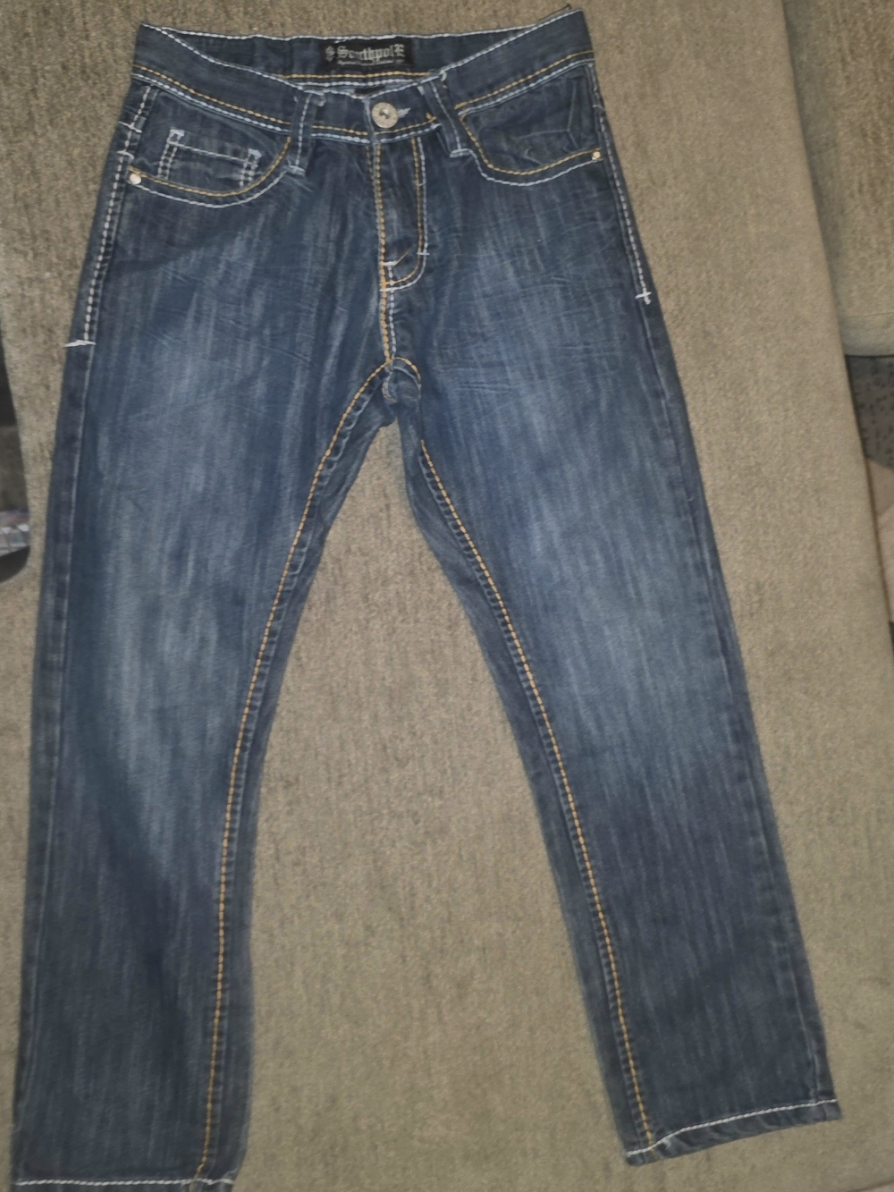 South Pole Men's Slim Straight Jeans in Dark Blue 30" Waist 28" Inseam